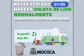 Nesta quarta-feira (1), Dia do Trabalhador, haverá coleta de lixo normal.