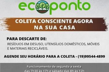 PREFEITURA REFORÇA: ESTÁ A DISPOSIÇÃO DA POPULAÇÃO A COLETA GRATUITA DE RESÍDUOS EM DESUSO PELO ECOPONTO