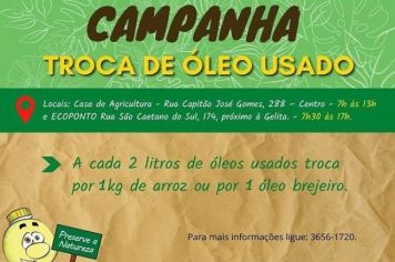 CAMPANHA TROCA DE OLÉO USADO: PREFEITURA COLETA QUASE MIL LITROS DE ÓLEO USADO