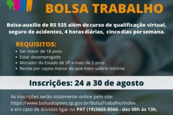  ÚLTIMO DIA PARA INSCRIÇÃO DO BOLSA-TRABALHO >>