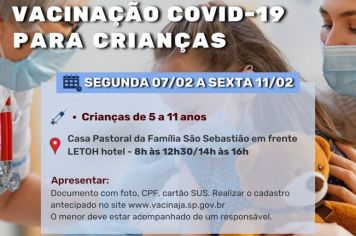 VACINAÇÃO INFANTIL - SEGUNDA – 07/02 A SEXTA 11/02
