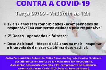  SEGUNDA E TERÇA TEM PLANTÃO DE VACINAÇÃO CONTRA A COVID-19 >>
