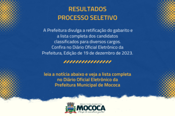 DIVULGAÇÃO DOS RESULTADOS DO PROCESSO SELETIVO EDITAL Nº 01/2023