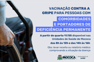 VACINAÇÃO CONTRA GRIPE PARA PESSOAS COM COMORBIDADE OU DEFICIÊNCIA PERMANENTE 