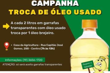 NOTA À POPULAÇÃO - CAMPANHA DE TROCA DE ÓLEO USADO