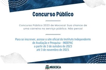 OPORTUNIDADE À VISTA: CONCURSO PÚBLICO DA PREFEITURA DE MOCOCA