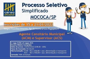 ÚLTIMOS DIAS PARA A INSCRIÇÃO DO PROCESSO SELETIVO DO IBGE