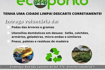 ECO PONTO  



A Prefeitura de Mococa informa que o ECO PONTO está funcionando e pronto para servir a população.

É preciso contribuir para a limpeza do município!