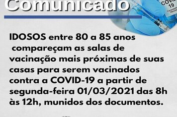 ATENÇÃO IDOSOS DE 80 A 85 ANOS >>