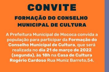 CONVITE – FORMAÇÃO DO CONSELHO MUNICIPAL DE CULTURA