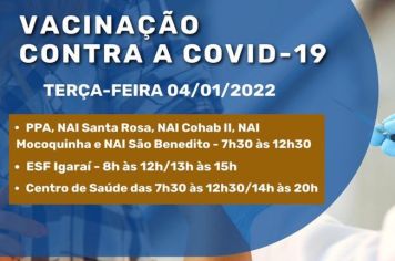 VACINAÇÃO EM HORÁRIO ESPECIAL NESTA TERÇA