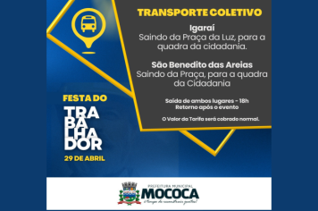 TRANSPORTE COLETIVO PARA A FESTA DO TRABALHADOR EM MOCOCA