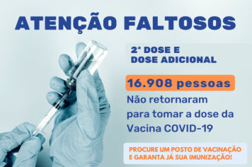PREFEITURA CONVOCA 16 MIL FALTOSOS DA 2ª E 3ª DOSES DA VACINA CONTRA A COVID-19 EM MOCOCA