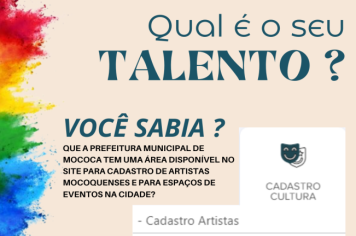 CADASTRO PARA ARTISTAS LOCAIS E ESPAÇOS DE EVENTOS DE MOCOCA 