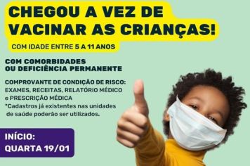 VACINAÇÃO CONTRA A COVID-19 PARA AS CRIANÇAS DE 05 A 11 ANOS