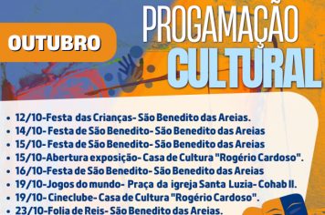 PROGRAMAÇÃO CULTURAL DO MÊS DE OUTUBRO