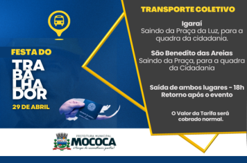 Transporte coletivo será disponibilizado em Igaraí e São Benedito para Festa do Dia do Trabalhador 