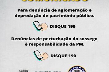 A Prefeitura Municipal de Mococa informa que devido à transferência do telefone 153 para o Centro de Monitoramento, o mesmo se encontra indisponível no momento. Para denúncia de aglomeração e depredação de patrimônio público disque 199.