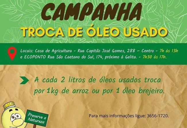 CAMPANHA TROCA DE OLÉO USADO: PREFEITURA COLETA QUASE MIL LITROS DE ÓLEO USADO