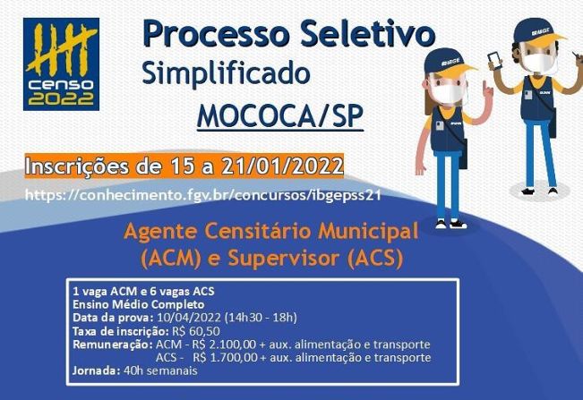PROCESSO SELETIVO PARA AGENTE CENSITÁRIO MUNICIPAL E AGENTE CENSITÁRIO SUPERVISOR