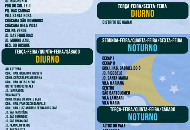 ATENÇÃO! NOVOS HORÁRIOS DA COLETA DE LIXO. 