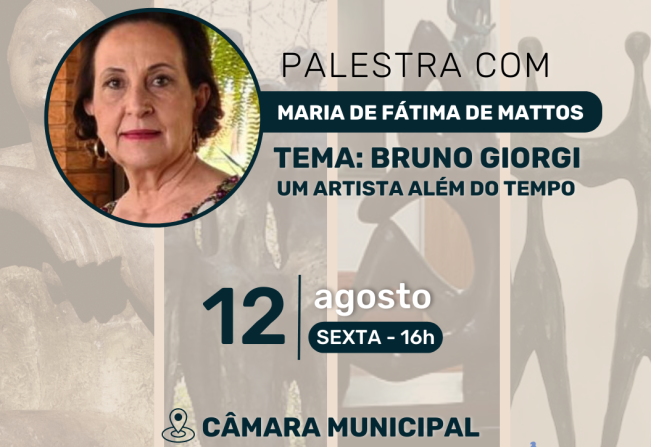 HISTORIADORA MINISTRARÁ PALESTRA SOBRE BRUNO GIORGI NA CÂMARA MUNICIPAL DE MOCOCA