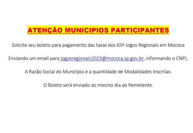 TAXA JOGOS REGIONAIS 2023