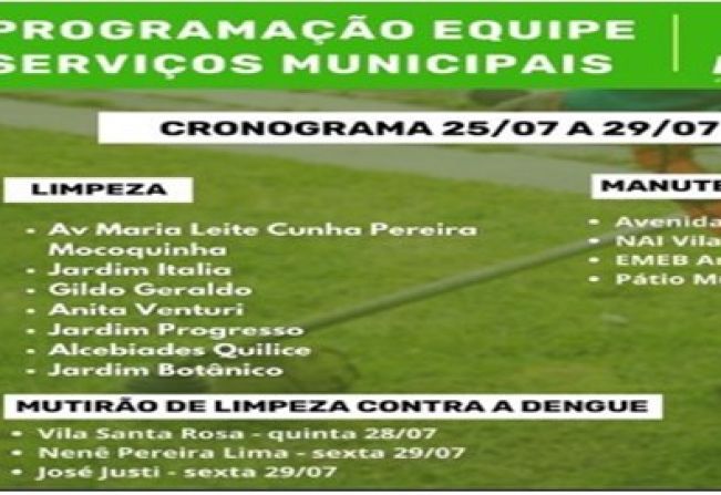 CRONOGRAMA DE LIMPEZA E MANUTENÇÃO EM MOCOCA