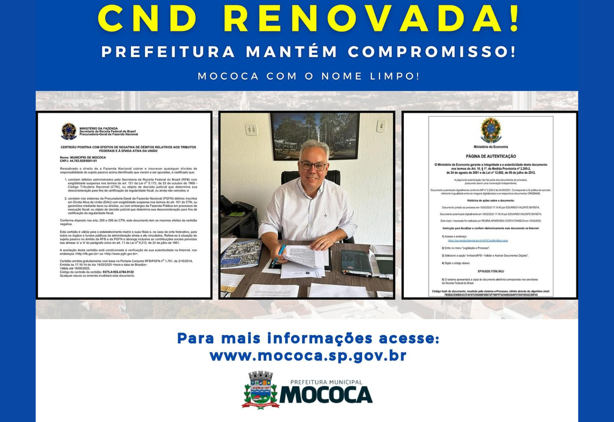 CND RENOVADA - PREFEITURA MANTÉM O COMPROMISSO EM DIA