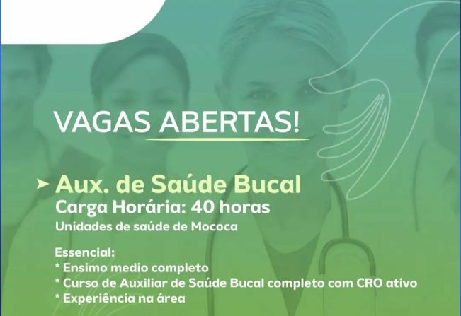 VAGAS ABERTAS EM MOCOCA
