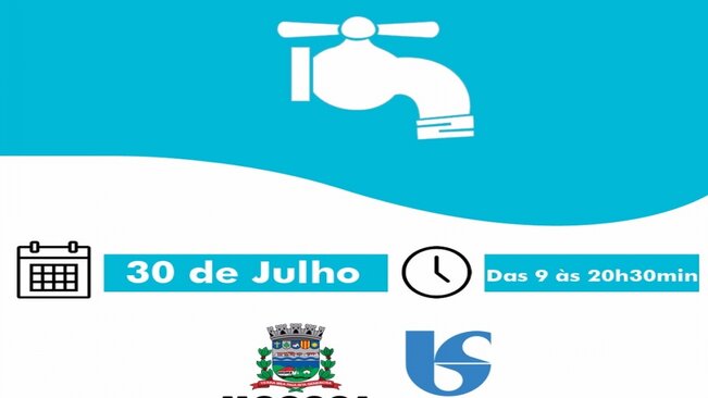 A Prefeitura Municipal de Mococa informa que de acordo com a SABESP (Companhia de Saneamento Básico do Estado de São Paulo), uma manutenção na rede de distribuição de água irá ocorrer no dia 30 de julho de 2017