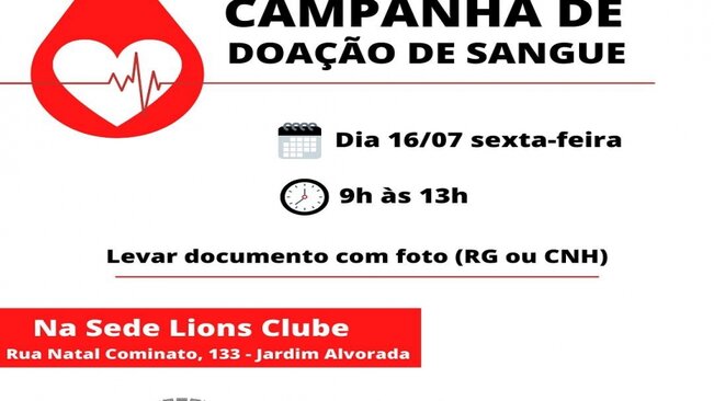 PREFEITURA E LIONS CLUBE LANÇAM CAMPANHA DE DOAÇÃO DE SANGUE EM MOCOCA.