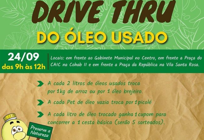 CAMPANHA DE TROCA DE ÓLEO USADO EM MOCOCA.