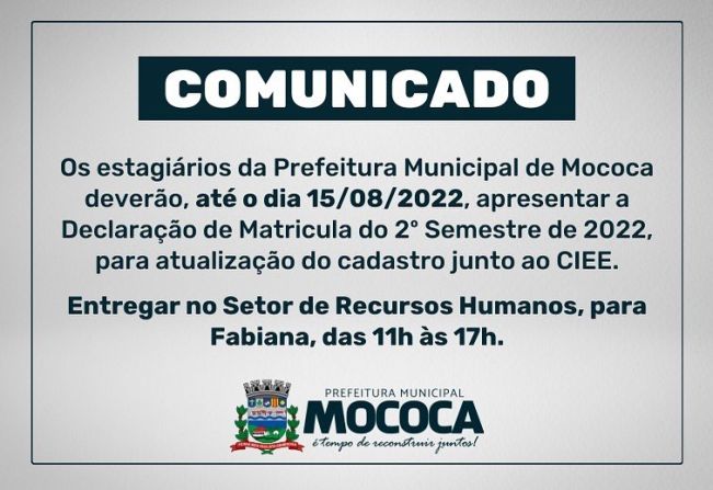 ATENÇÃO ESTAGIÁRIOS