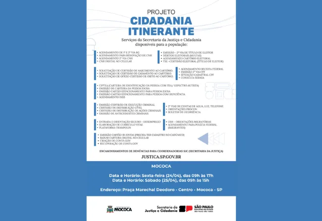 CIDADANIA ITINERANTE CHEGA A MOCOCA!