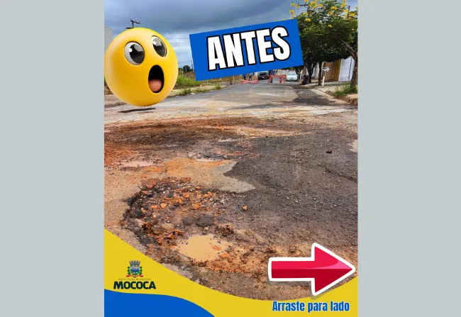 CONFIRA O ANTES E DEPOIS DA OPERAÇÃO TAPA BURACOS NO BAIRRO SANTA EMÍLIA, EM MOCOCA!