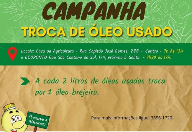 TROCA DE ÓLEOS USADOS EM MOCOCA CONTINUA