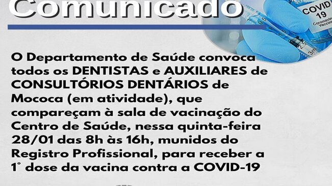 CRONOGRAMA DE VACINAÇÃO DOS PROFISSIONAIS DE SAÚDE.