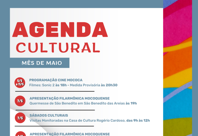 CONFIRA A AGENDA CULTURAL PARA O MÊS DE MAIO: