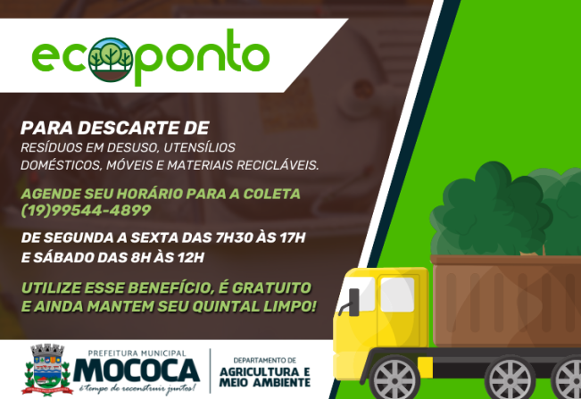 SERVIÇO DE COLETA EM RESIDENCIAS DO ECOPONTO ESTÁ A TODO VAPOR EM MOCOCA: UTILIZE ESSE BENEFÍCIO, É GRATUITO E AINDA MANTEM SEU QUINTAL LIMPO!