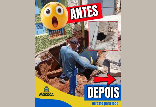 SECRETARIA DE SERVIÇOS PÚBLICOS REALIZA CONSERTO DE GALERIA NO BAIRRO MOCOQUINHA 