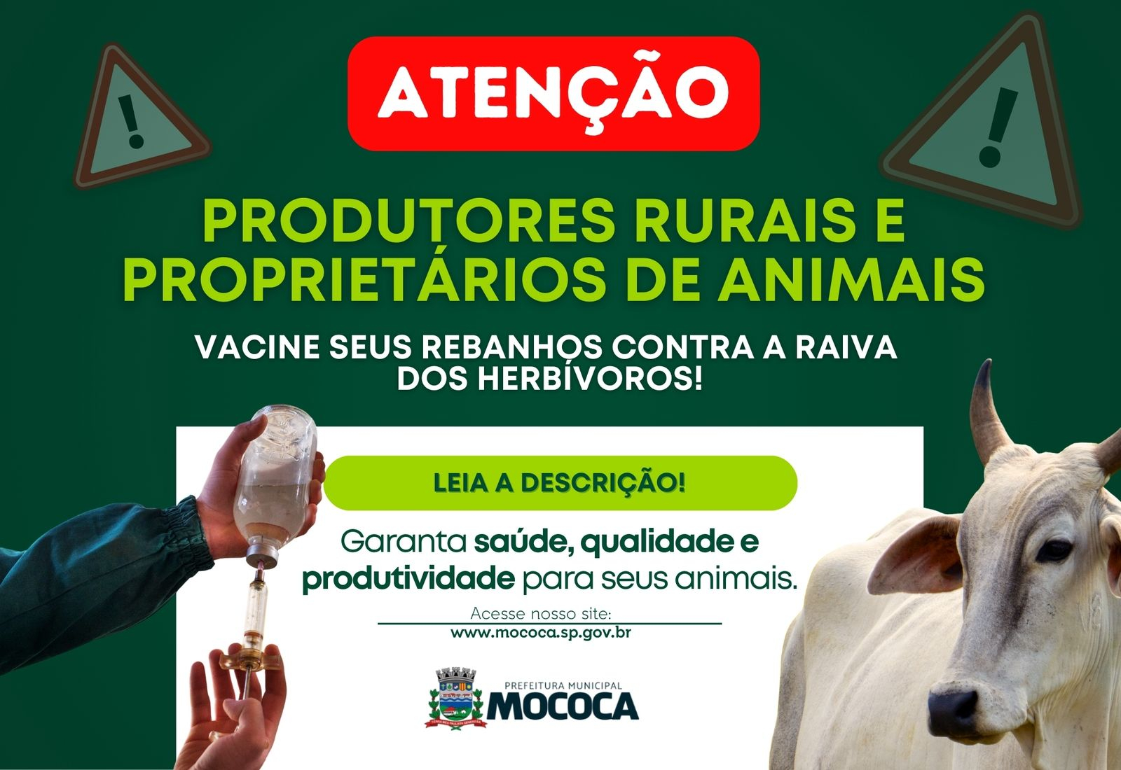  ATENÇÃO, PRODUTORES RURAIS E PROPRIETÁRIOS DE ANIMAIS! 