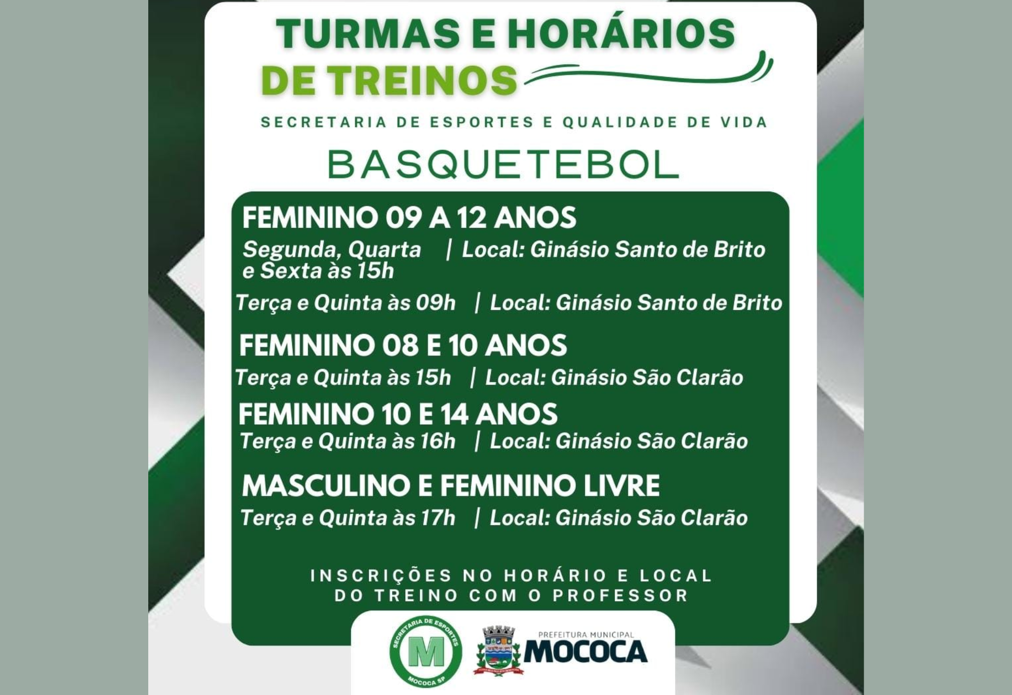 ESCOLINHAS ESPORTIVAS - SECRETARIA DE ESPORTES E QUALIDADE DE VIDA