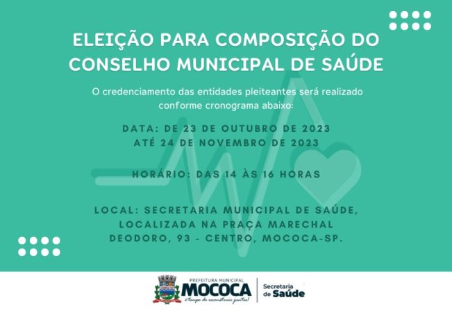 ELEIÇÕES PARA O CONSELHO MUNICIPAL DE SAÚDE EM MOCOCA: PARTICIPE E CONTRIBUA PARA O SISTEMA DE SAÚDE