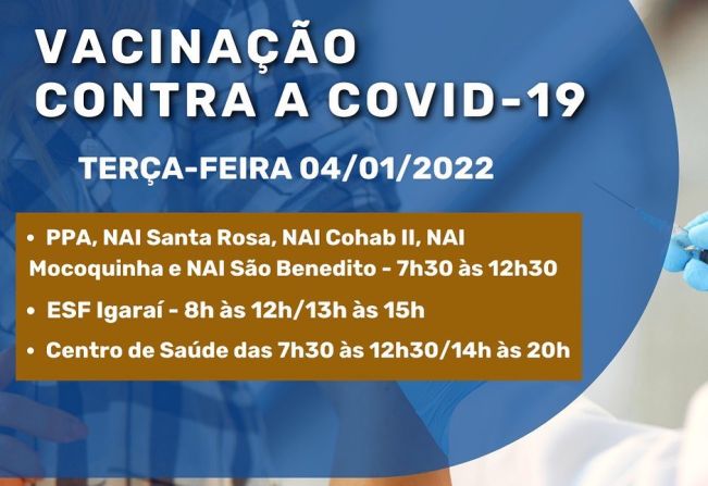 VACINAÇÃO EM HORÁRIO ESPECIAL NESTA TERÇA