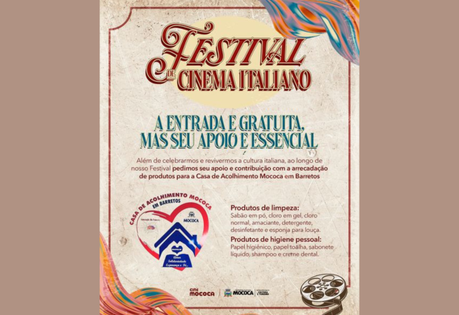 O Festival de Cinema Italiano no Brasil está de volta no Cine Mococa