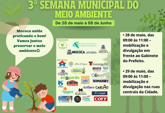  ATENÇÃO MOCOCA - VEM AÍ A SEMANA DO MEIO AMBIENTE 2024 