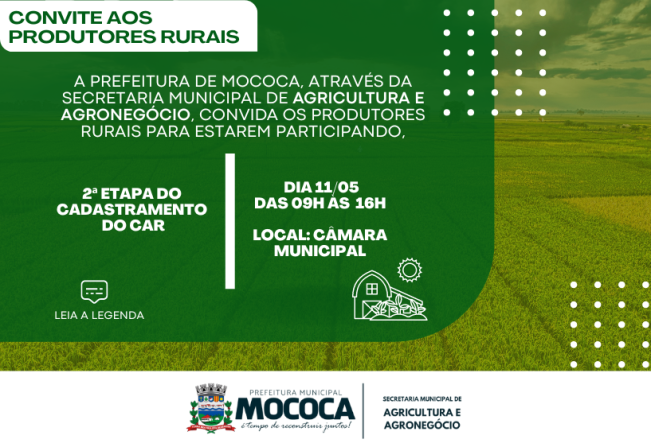 Segunda etapa do Cadastro Ambiental Rural em Mococa