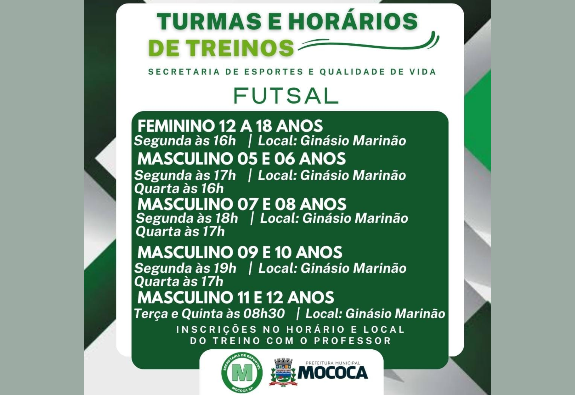 ESCOLINHAS ESPORTIVAS - SECRETARIA DE ESPORTES E QUALIDADE DE VIDA