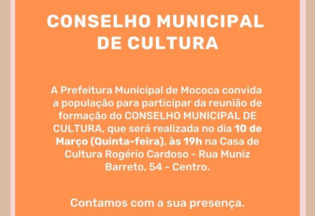 CONVITE – FORMAÇÃO DO CONSELHO MUNICIPAL DE CULTURA